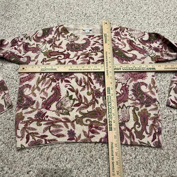 Sundance Paisley Floral Pullover Sweater Sz L Cream Pink Feminine Wool Blend - Picture 4 of 6